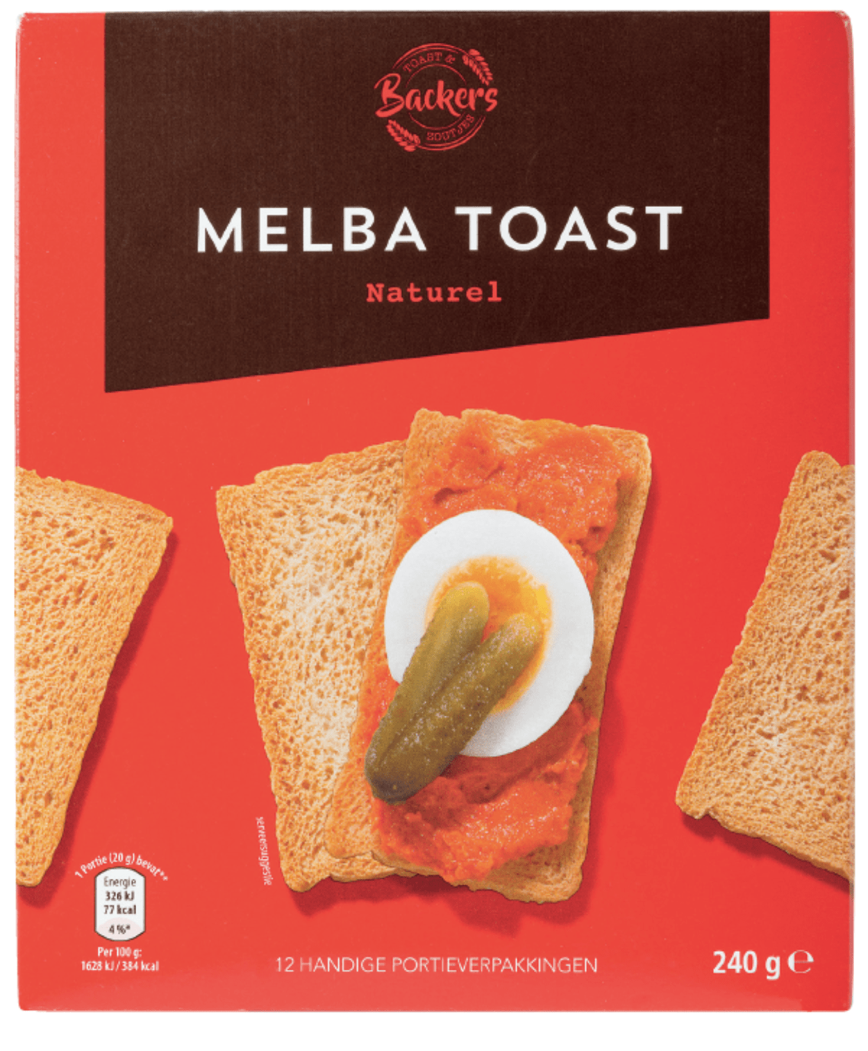 Veiligheidswaarschuwing Geroosterde Melba Toast 240 G, Amandelen