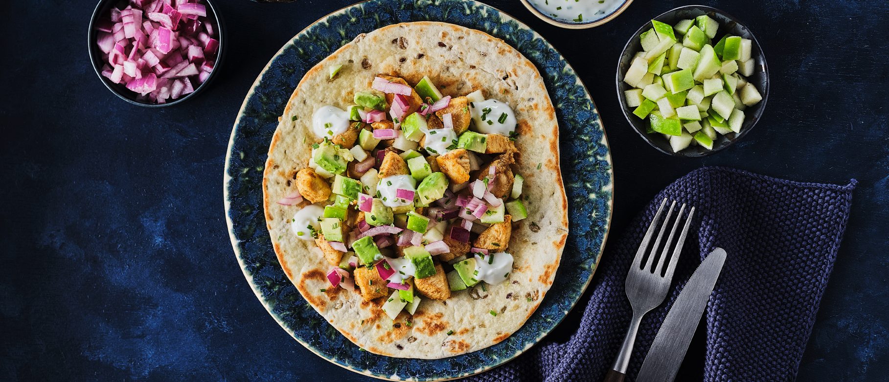 Tortilla wraps met kip, appel en avocado recept ALDI